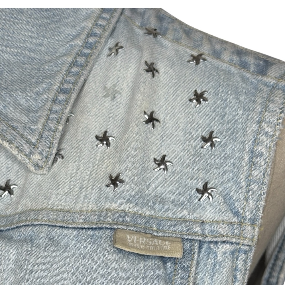 VERSACE‎ JEANS COUTURE Star Studded Vintage Denim Vest Italy Size Small - Picture 4 of 14